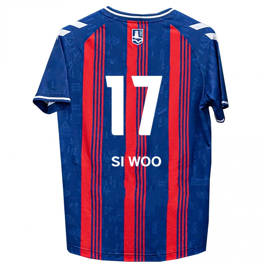 גברים כדורגל Si-Woo Eom #17 כחול אדום לבן ג'רזי ביתית 2026/27