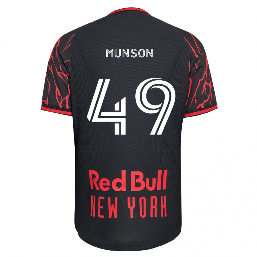 גברים כדורגל Josh Munson #49 אדום שחור לבן ג'רזי ביתית 2026/27