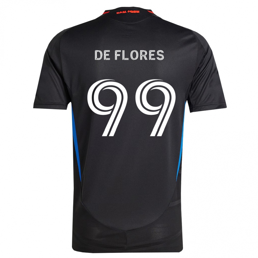 גברים כדורגל Shane De Flores #99 כחול לבן שחור ג'רזי ביתית 2026/27