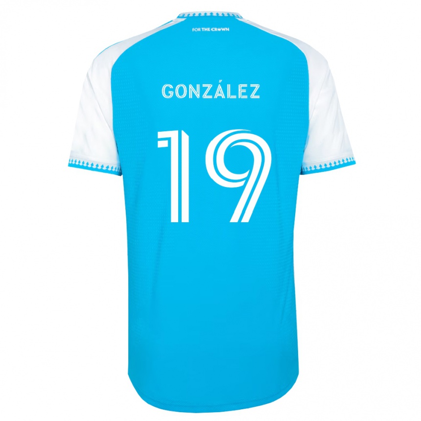 גברים כדורגל Daniel González #19 כחול שמיים לבן שחור ג'רזי ביתית 2026/27