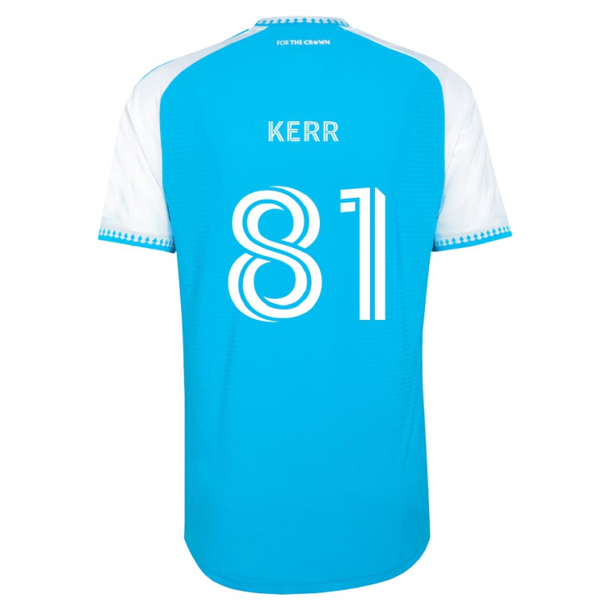 גברים כדורגל Keegan Kerr #81 כחול שמיים לבן שחור ג'רזי ביתית 2026/27