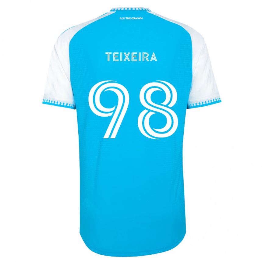 גברים כדורגל Nickolas Teixeira #98 כחול שמיים לבן שחור ג'רזי ביתית 2026/27