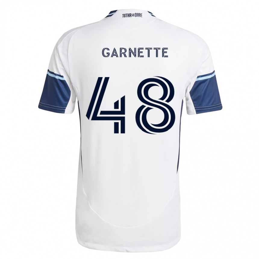 גברים כדורגל Micaah Garnette #48 לבן כחול מלכותי ג'רזי ביתית 2026/27