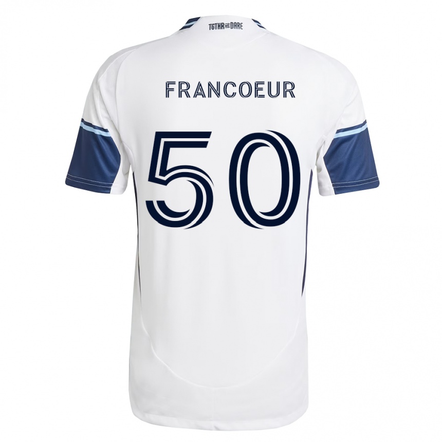 גברים כדורגל Isaac Francoeur #50 לבן כחול מלכותי ג'רזי ביתית 2026/27