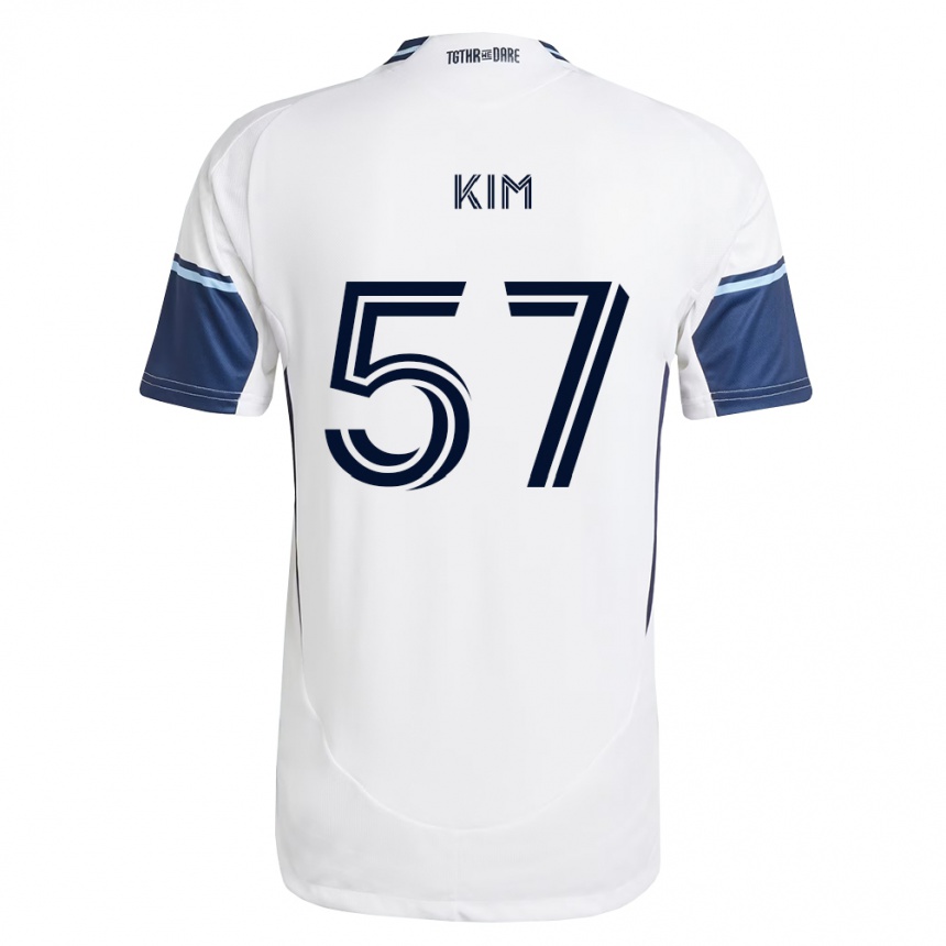 גברים כדורגל Jayden Kim #57 לבן כחול מלכותי ג'רזי ביתית 2026/27