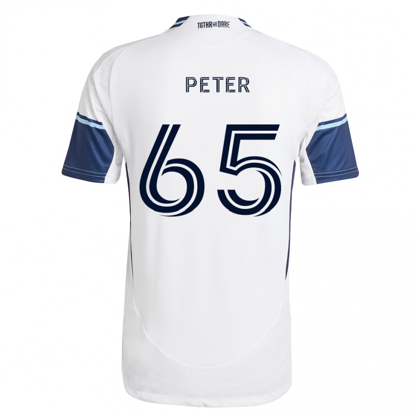 גברים כדורגל Anyole Peter #65 לבן כחול מלכותי ג'רזי ביתית 2026/27