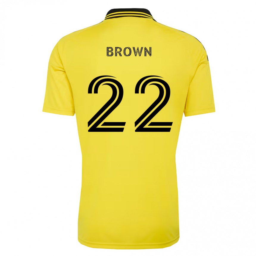 גברים כדורגל Tristan Brown #22 צהוב שחור ג'רזי ביתית 2026/27