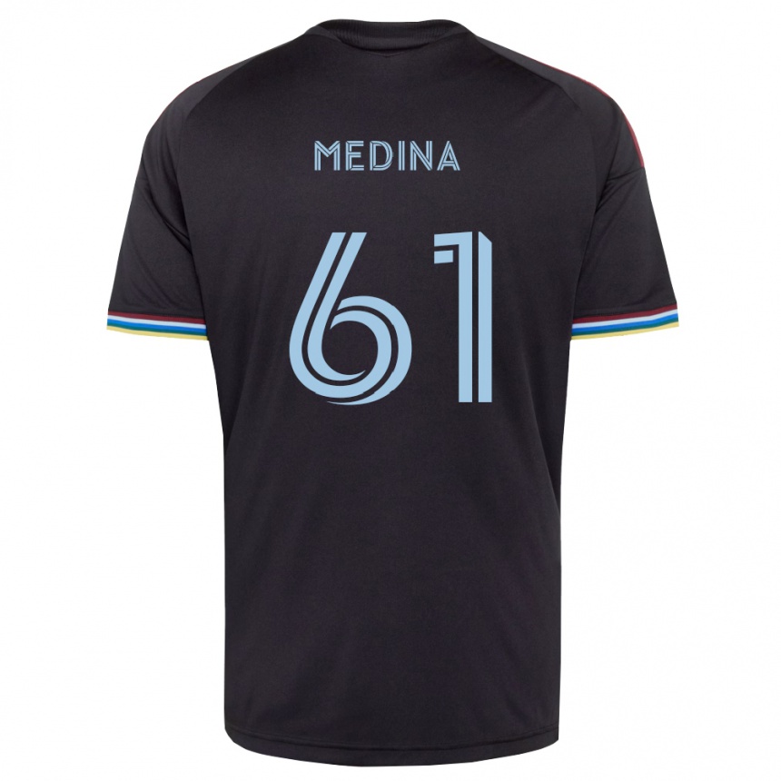 גברים כדורגל Leonardo Medina #61 שחור כחול שמיים ג'רזי ביתית 2026/27