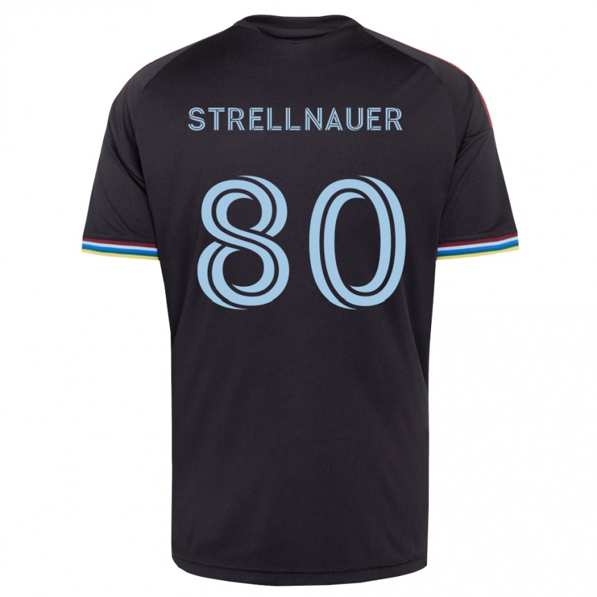גברים כדורגל Noah Strellnauer #80 שחור כחול שמיים ג'רזי ביתית 2026/27