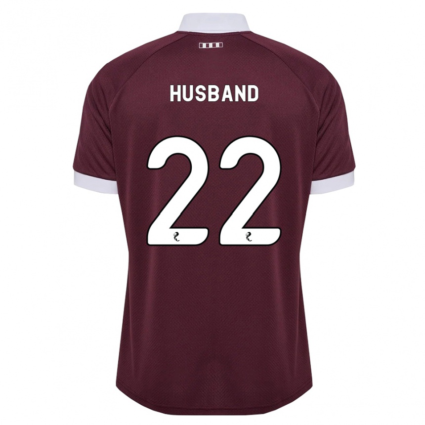 גברים כדורגל Jessica Husband #22 בורגונדי לבן ג'רזי ביתית 2026/27