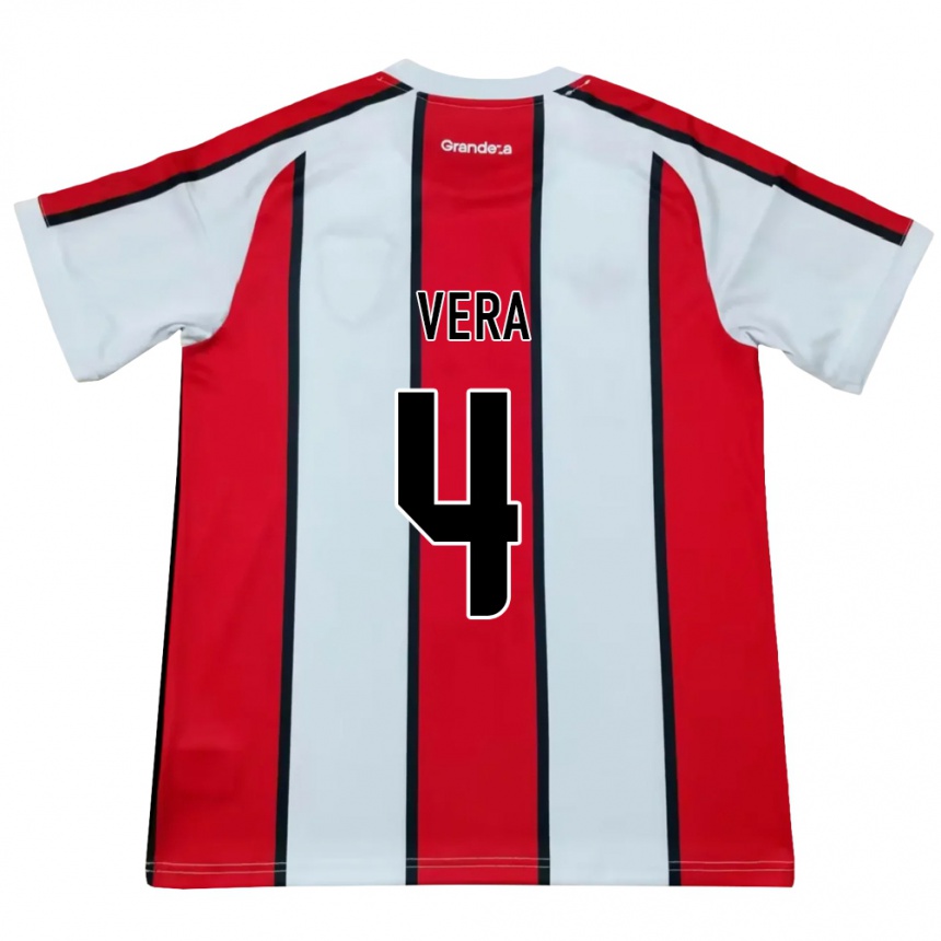 גברים כדורגל Lautaro Vera #4 לבן אדום שחור הרחק ג'רזי 2026/27