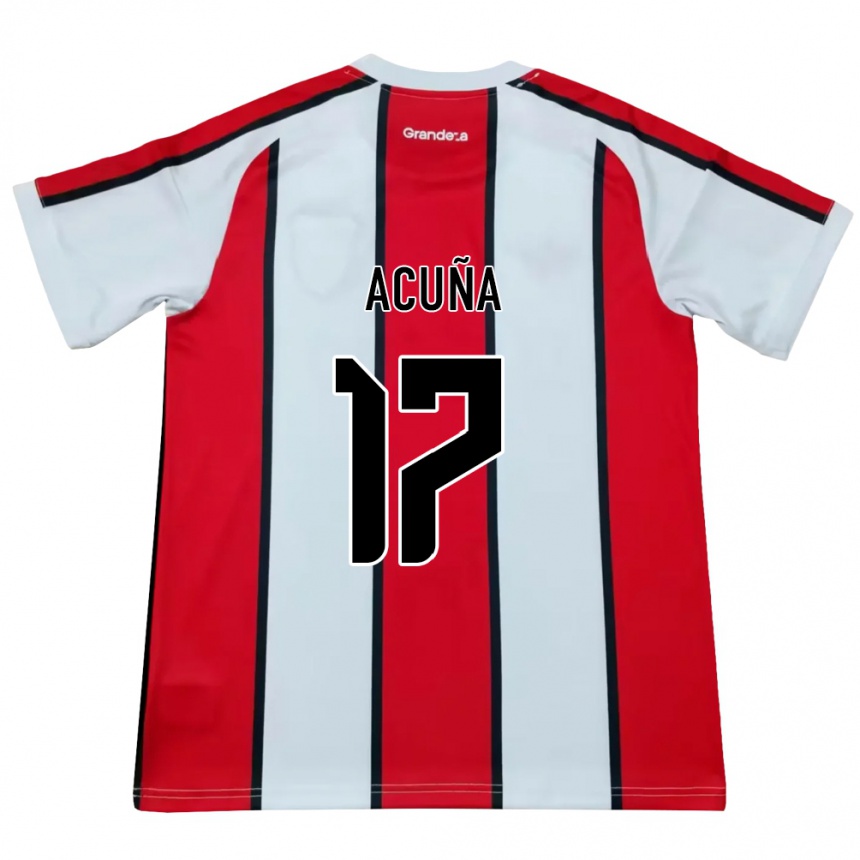 גברים כדורגל Ayelén Acuña #17 לבן אדום שחור הרחק ג'רזי 2026/27