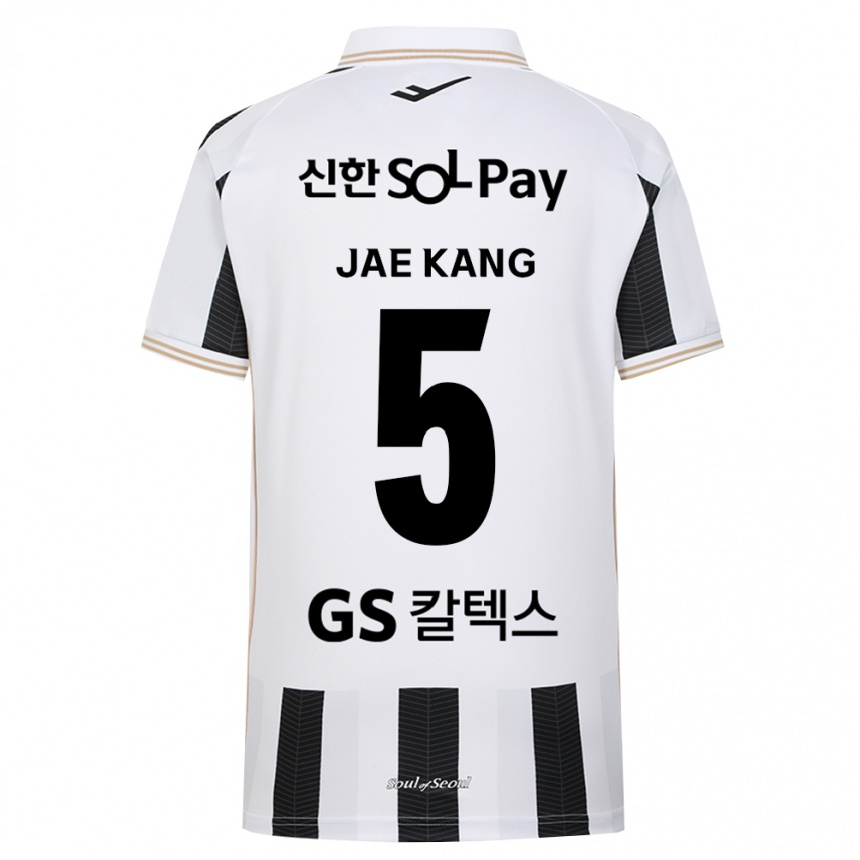 גברים כדורגל Jae-Kang Kim #5 שחור לבן הרחק ג'רזי 2026/27