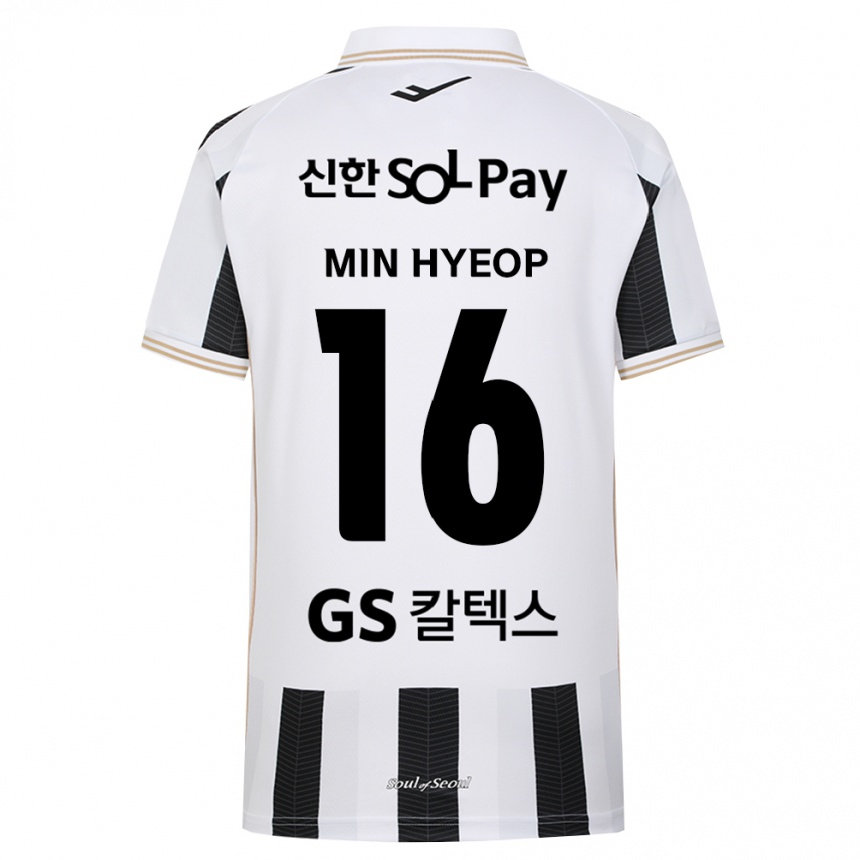גברים כדורגל Min-Hyeop Jo #16 שחור לבן הרחק ג'רזי 2026/27
