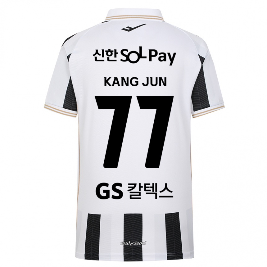 גברים כדורגל Kang-Jun Kim #77 שחור לבן הרחק ג'רזי 2026/27