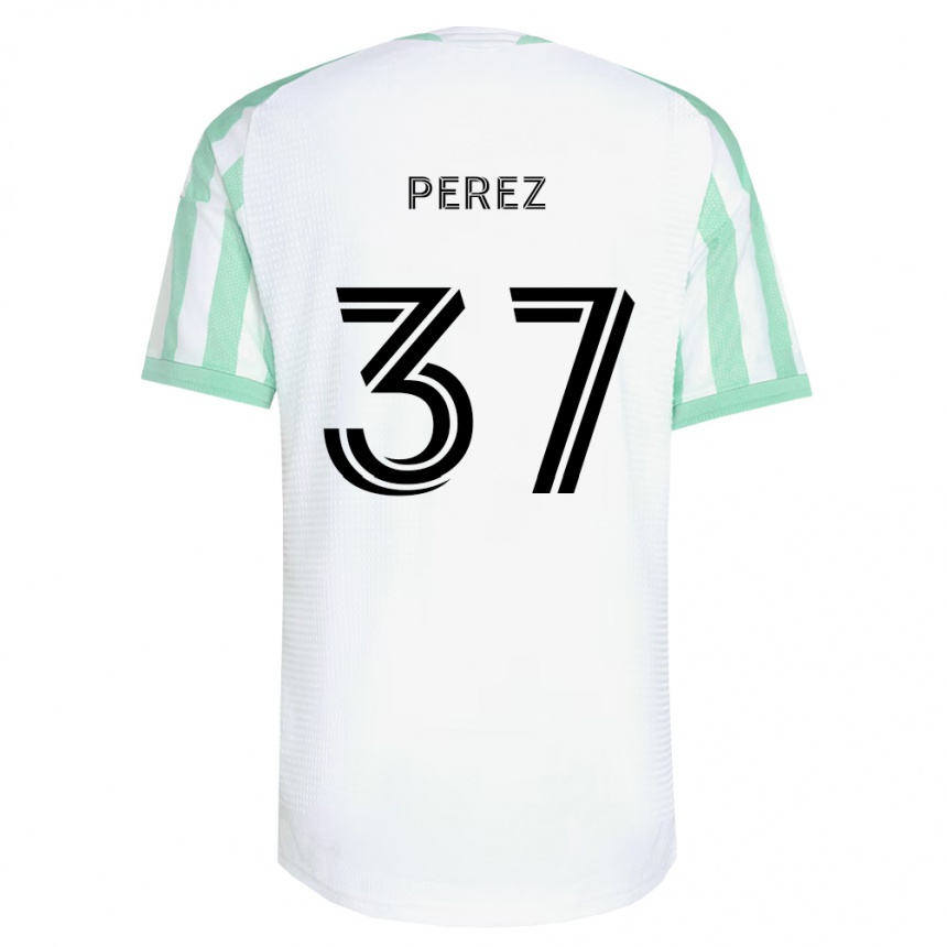 גברים כדורגל Damion Perez #37 ירוק בהיר שחור לבן הרחק ג'רזי 2026/27