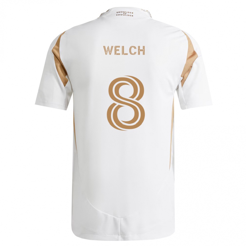 גברים כדורגל Levi Welch #8 לבן חום הרחק ג'רזי 2026/27