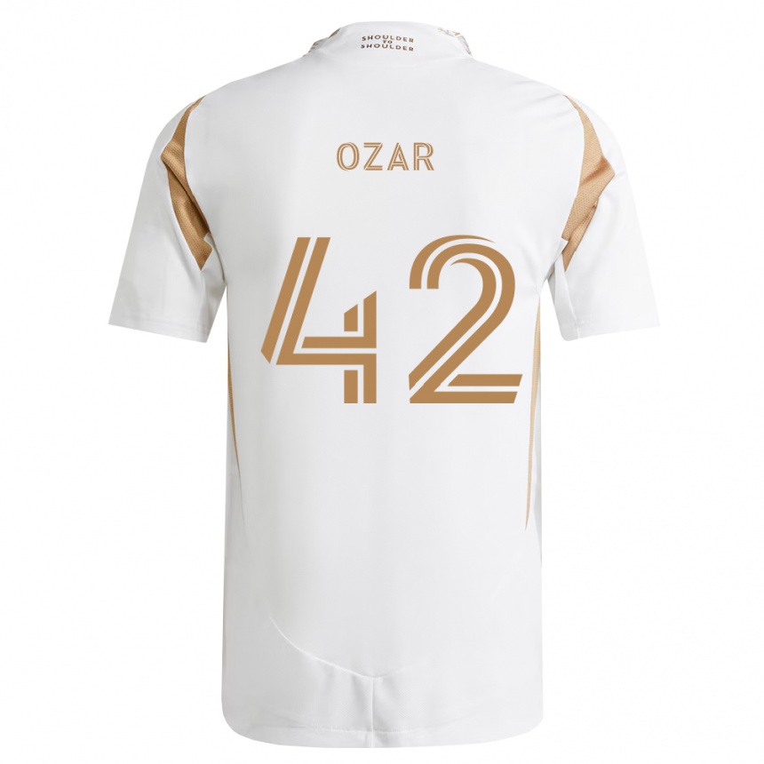 גברים כדורגל Miles Ozar #42 לבן חום הרחק ג'רזי 2026/27