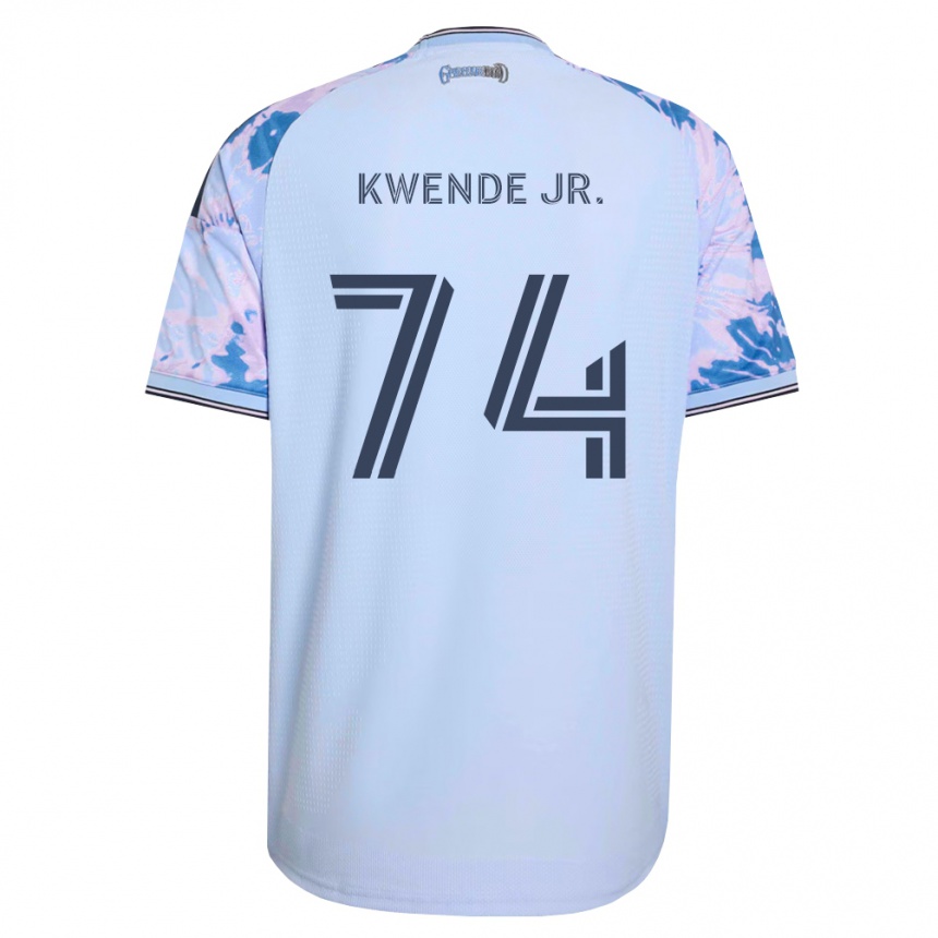 גברים כדורגל Martin Kwende Jr. #74 כחול מלכותי לבן שחור הרחק ג'רזי 2026/27