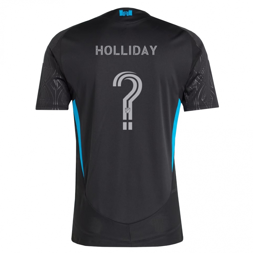 גברים כדורגל Nick Holliday #0 שחור לבן כחול שמיים הרחק ג'רזי 2026/27