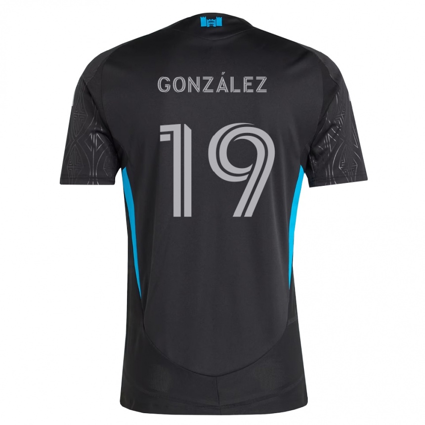 גברים כדורגל Daniel González #19 שחור לבן כחול שמיים הרחק ג'רזי 2026/27