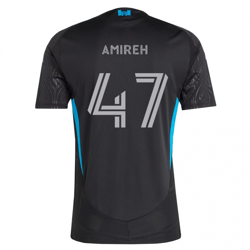 גברים כדורגל Adam Amireh #47 שחור לבן כחול שמיים הרחק ג'רזי 2026/27