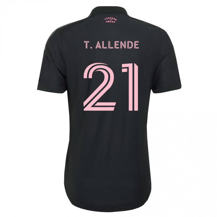 גברים כדורגל Tadeo Allende #21 ורוד שחור לבן הרחק ג'רזי 2026/27