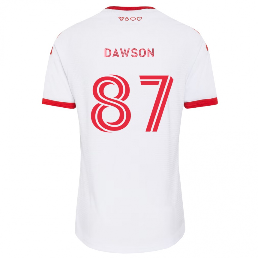 גברים כדורגל Lucas Dawson #87 לבן אדום שחור הרחק ג'רזי 2026/27