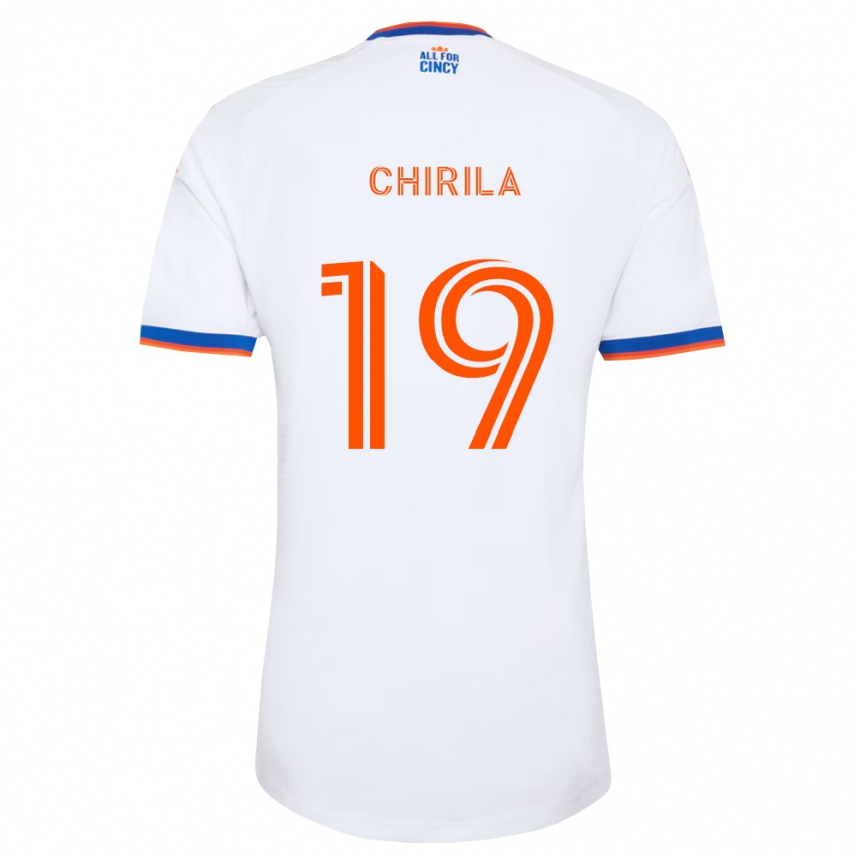 גברים כדורגל Stefan Chirila #19 לבן כחול צי כתום הרחק ג'רזי 2026/27