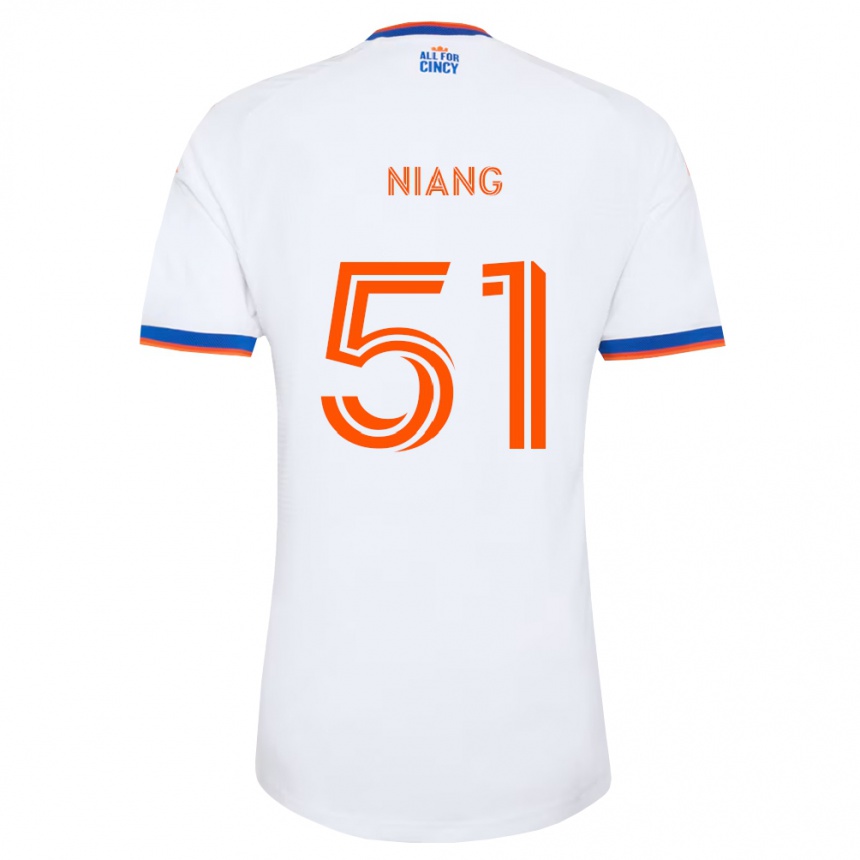 גברים כדורגל Cheikhou Niang #51 לבן כחול צי כתום הרחק ג'רזי 2026/27