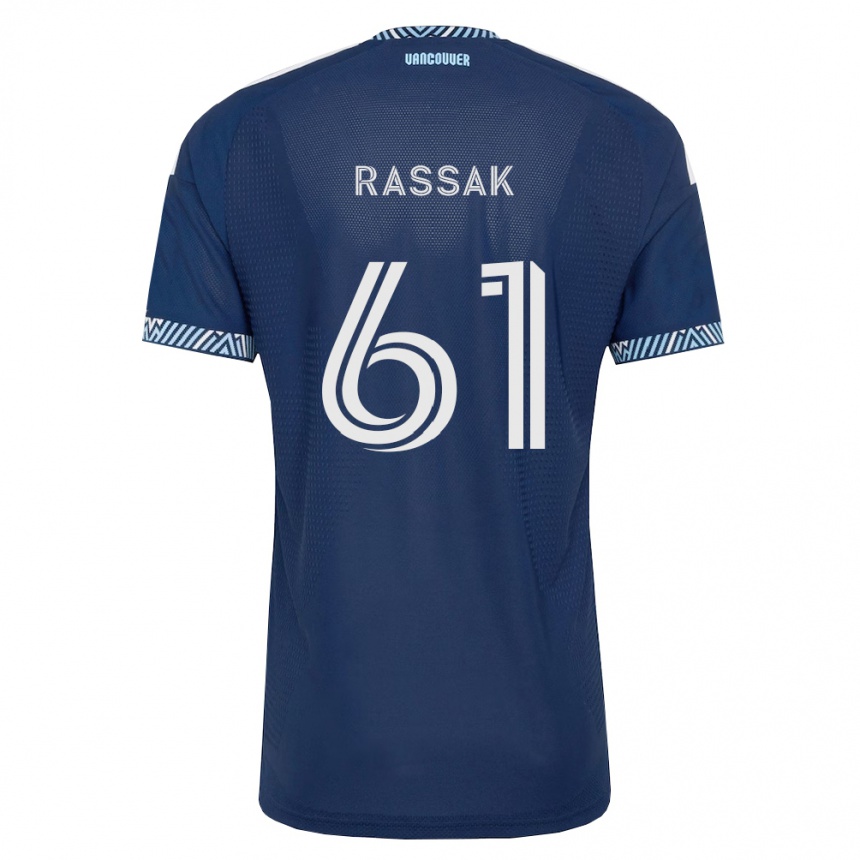 גברים כדורגל Carson Rassak #61 כחול עמוק לבן הרחק ג'רזי 2026/27