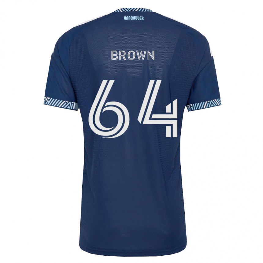 גברים כדורגל Tyler Brown #64 כחול עמוק לבן הרחק ג'רזי 2026/27