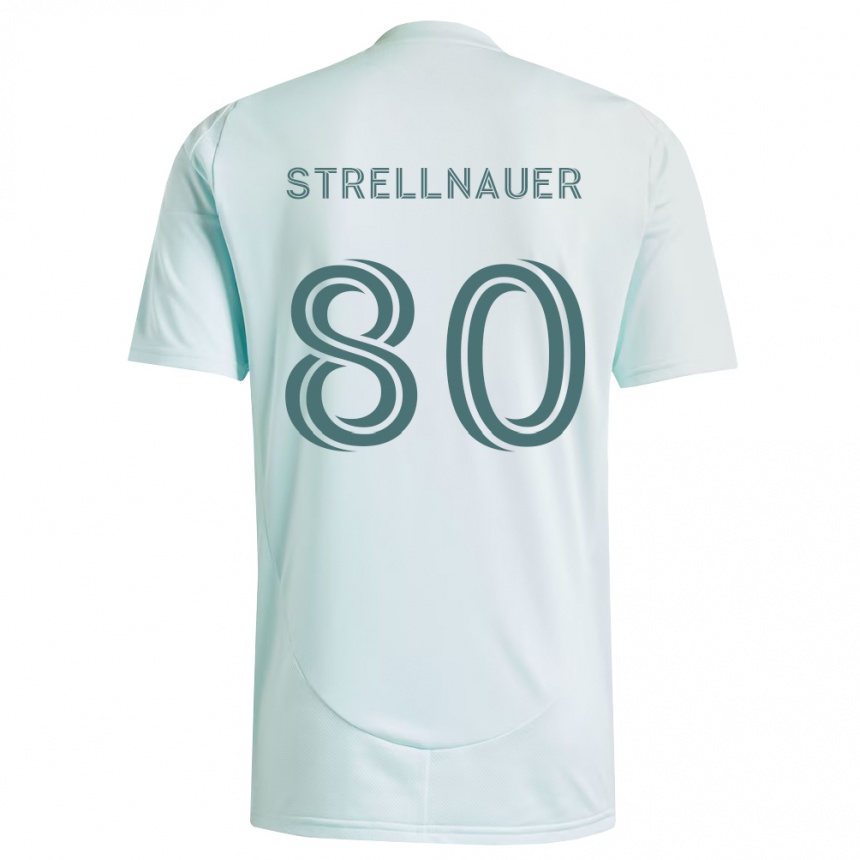גברים כדורגל Noah Strellnauer #80 לבן ירוק בהיר הרחק ג'רזי 2026/27