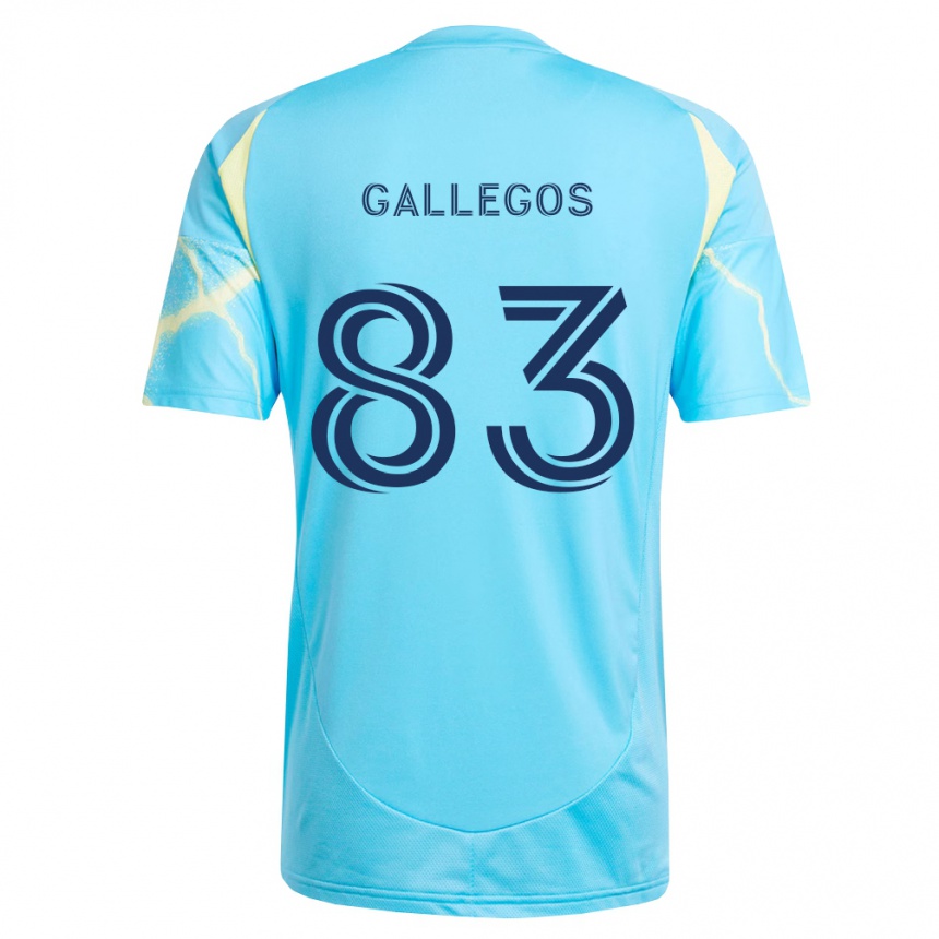 גברים כדורגל Mateo Gallegos #83 כחול בהיר שחור צהוב בהיר הרחק ג'רזי 2026/27
