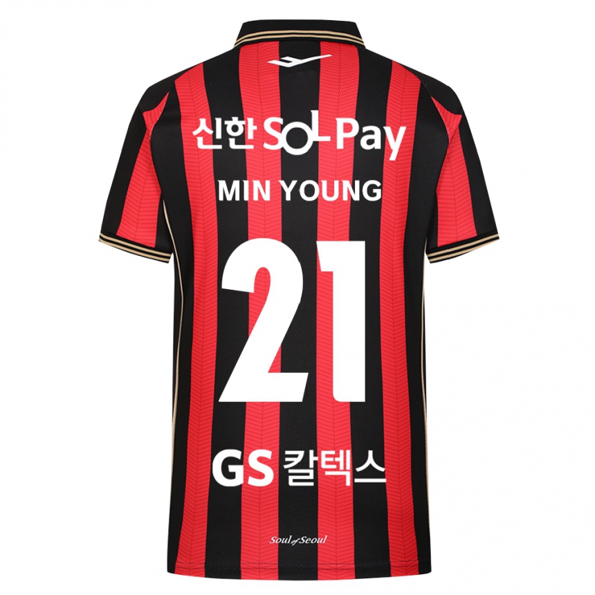 נשים כדורגל Jeong Min-Young #21 אדום לבן שחור ג'רזי ביתית 2026/27