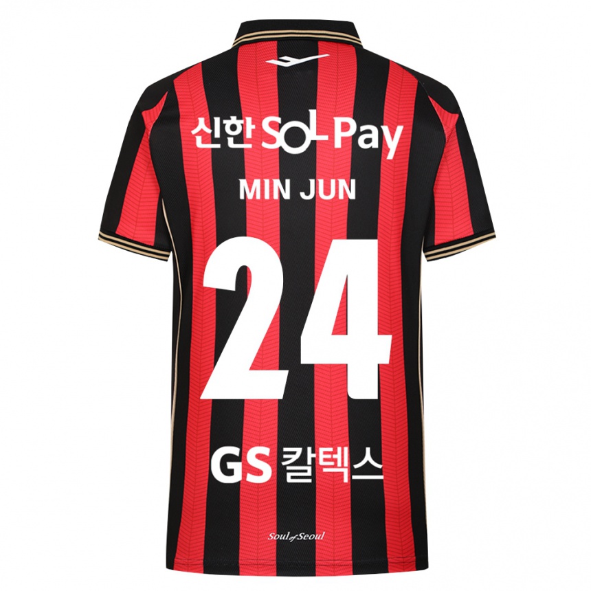 נשים כדורגל Min-Jun Kim #24 אדום לבן שחור ג'רזי ביתית 2026/27