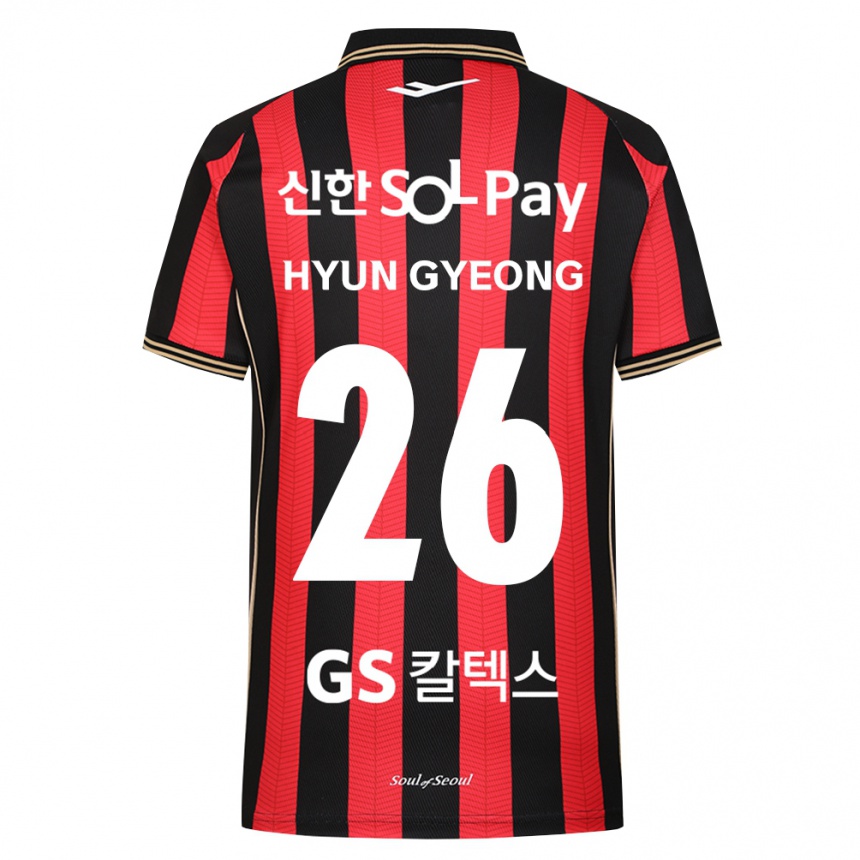 נשים כדורגל Jeong Hyun-Gyeong #26 אדום לבן שחור ג'רזי ביתית 2026/27
