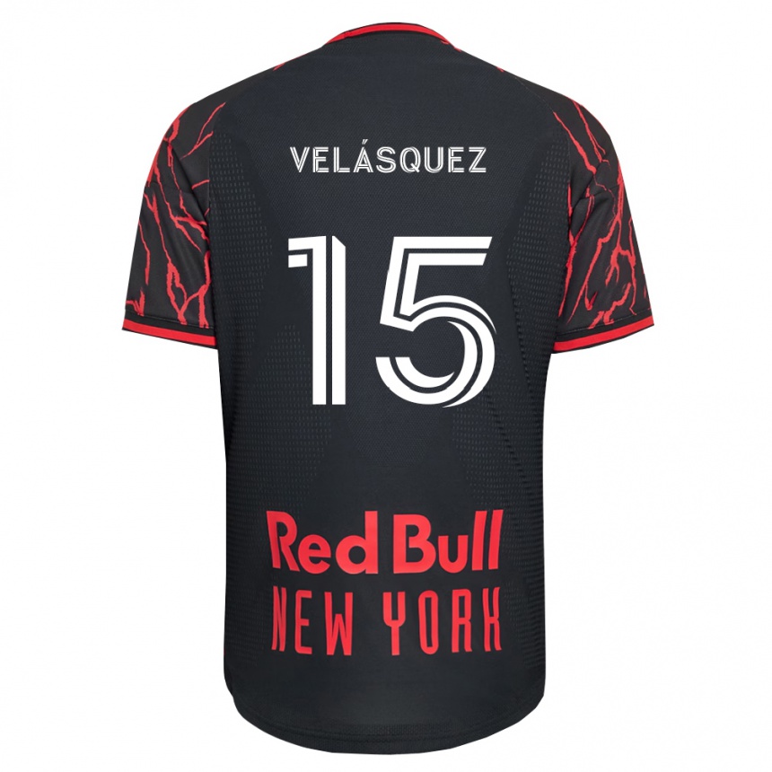 נשים כדורגל Eric Velásquez #15 אדום שחור לבן ג'רזי ביתית 2026/27