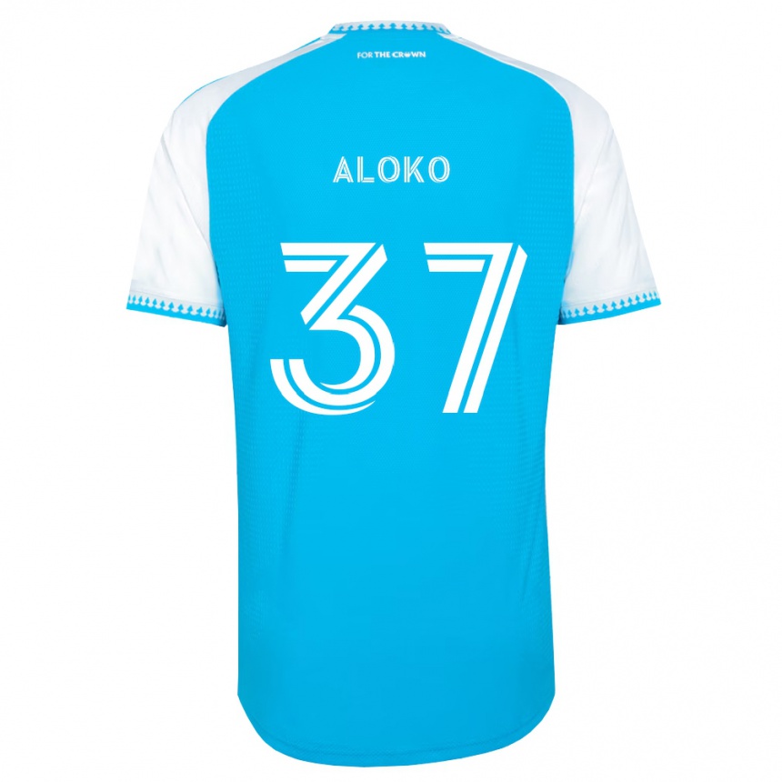 נשים כדורגל Rodolfo Aloko #37 כחול שמיים לבן שחור ג'רזי ביתית 2026/27