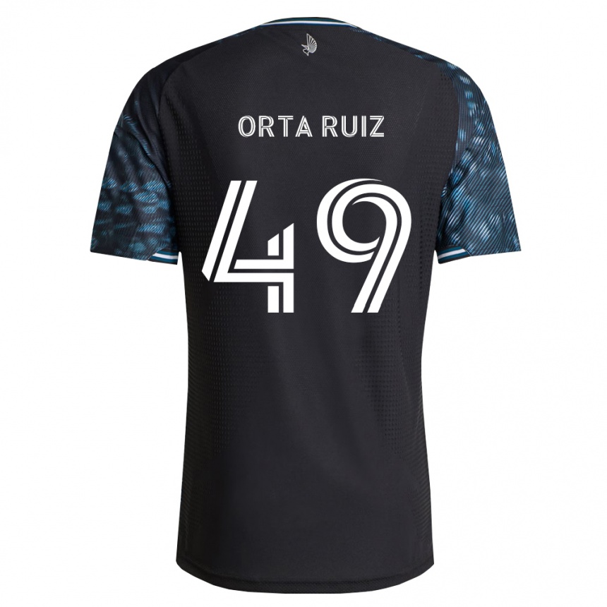נשים כדורגל Jose Orta Ruiz #49 שחור לבן ג'רזי ביתית 2026/27