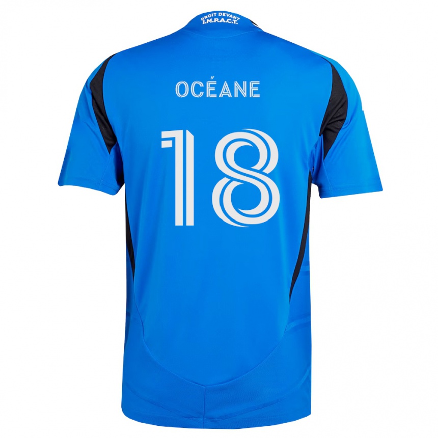 נשים כדורגל Blouin Océane #18 כחול לבן שחור ג'רזי ביתית 2026/27