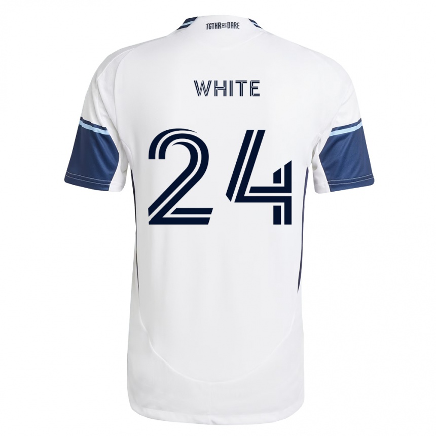 נשים כדורגל Brian White #24 לבן כחול מלכותי ג'רזי ביתית 2026/27