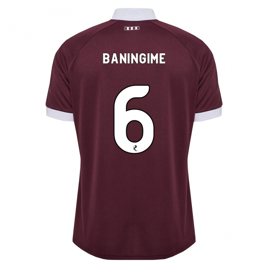 נשים כדורגל Beni Baningime #6 בורגונדי לבן ג'רזי ביתית 2026/27 נשים כדורגל Beni Baningime #6 בורגונדי לבן ג'רזי ביתית 2026/27
