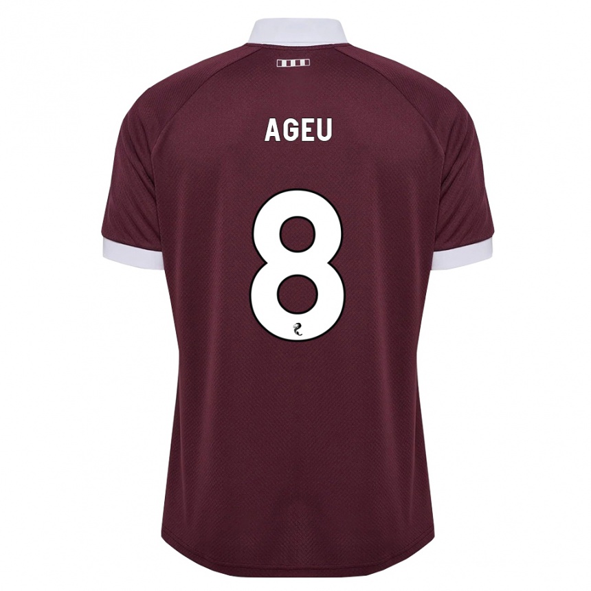נשים כדורגל אדוארדו אגאו #8 בורגונדי לבן ג'רזי ביתית 2026/27