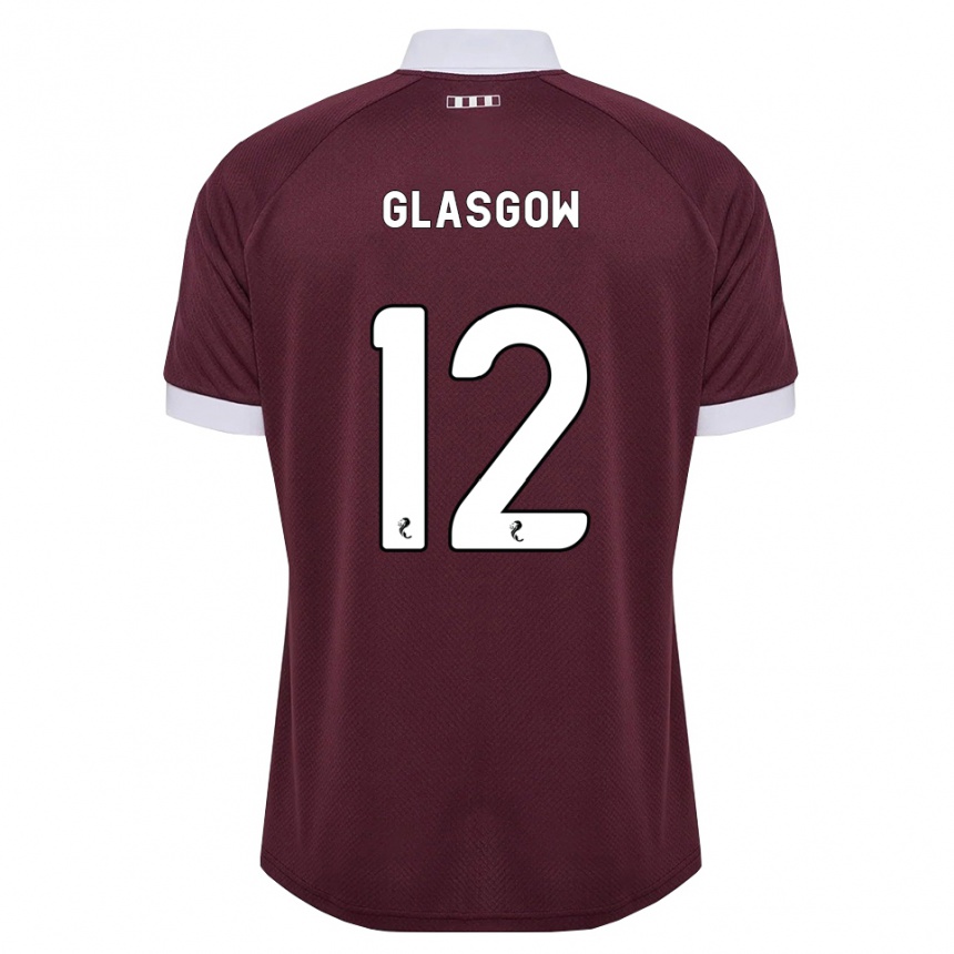נשים כדורגל Euan Glasgow #12 בורגונדי לבן ג'רזי ביתית 2026/27
