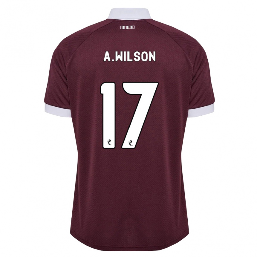 נשים כדורגל Alfie Wilson #17 בורגונדי לבן ג'רזי ביתית 2026/27