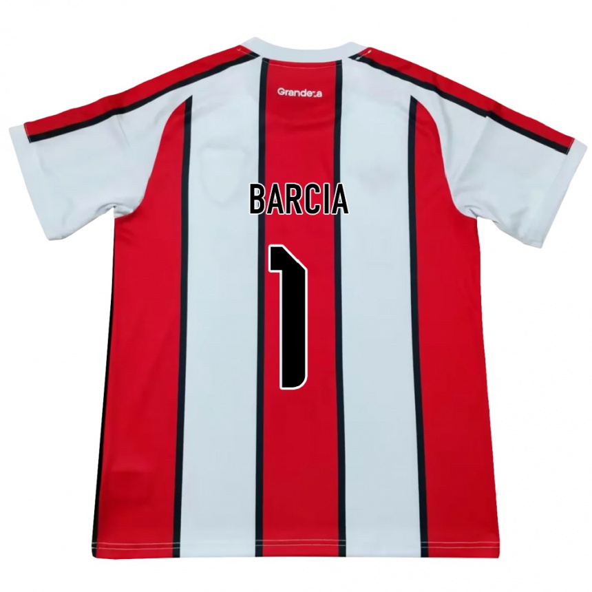 נשים כדורגל Matías Barcia #1 לבן אדום שחור הרחק ג'רזי 2026/27