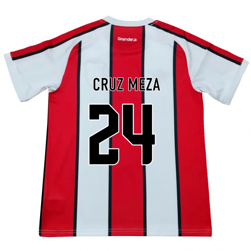 נשים כדורגל Juan Cruz Meza #24 לבן אדום שחור הרחק ג'רזי 2026/27