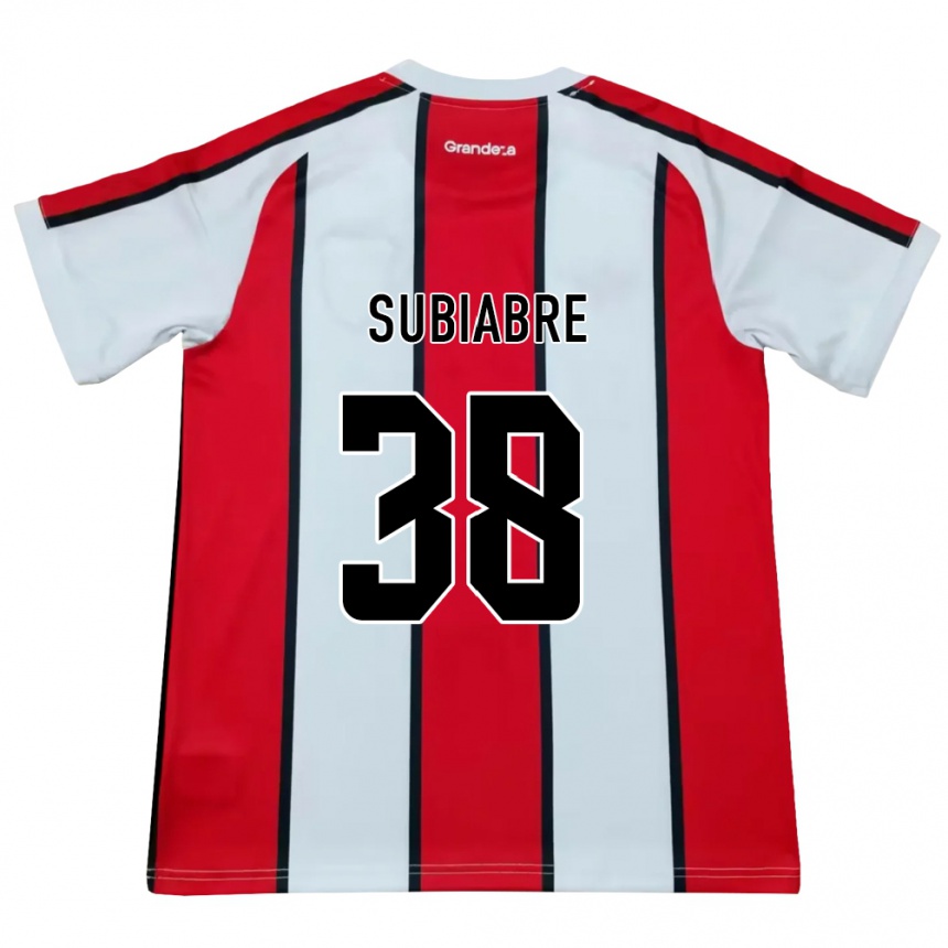 נשים כדורגל Ian Subiabre #38 לבן אדום שחור הרחק ג'רזי 2026/27