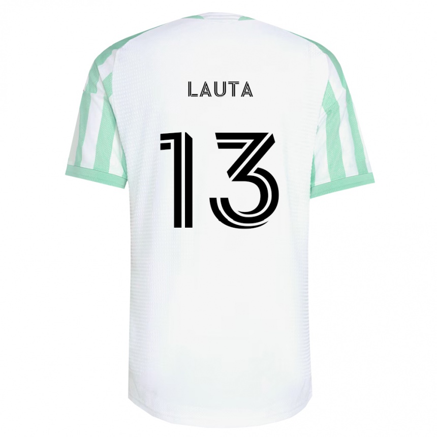 נשים כדורגל Erik Lauta #13 ירוק בהיר שחור לבן הרחק ג'רזי 2026/27